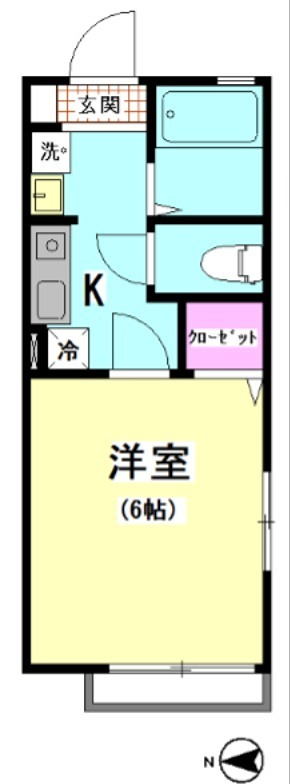 シェ・ソレイユ 最上階・角部屋の1Kタイプ。