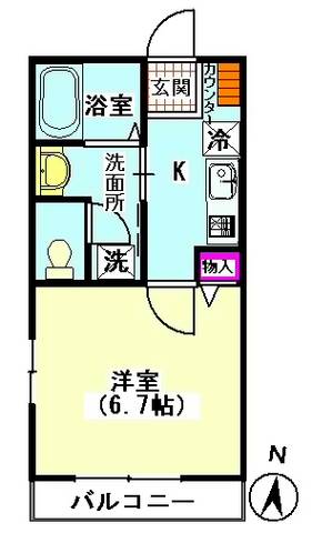 ベルパーク 約24㎡ある1Kの角部屋！